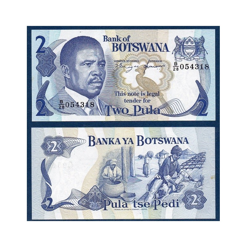 Botswana P.7j, Neuf, Billet de 2 Pula 1982 Ketumile villageois