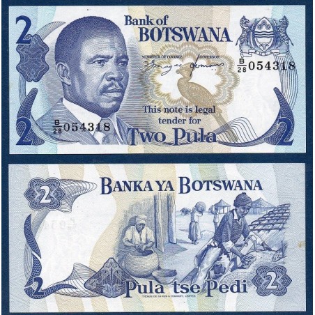 Botswana P.7j, Neuf, Billet de 2 Pula 1982 Ketumile villageois