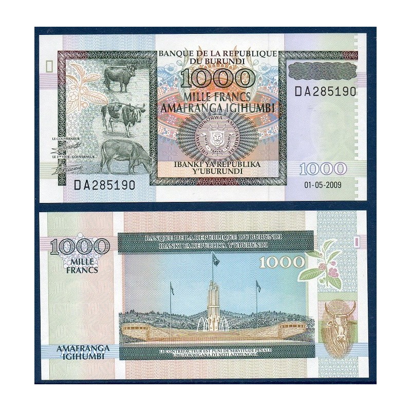 Burundi P.46, Neuf, Billet de 1000 Francs 2009 fontaine Unité