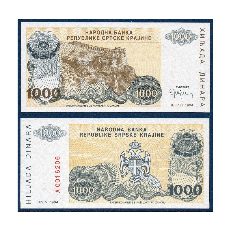 Croatie P.R30a, neuf Billet de 1000 Dinara 1995 forteresse Knin