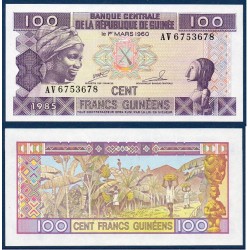 Guinée P.30a, Neuf, Billet de 100 Francs 1985 Bananes