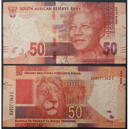 Afrique du sud P.140, TTB, Billet de 50 rand 2014-2015 Mandela Lion