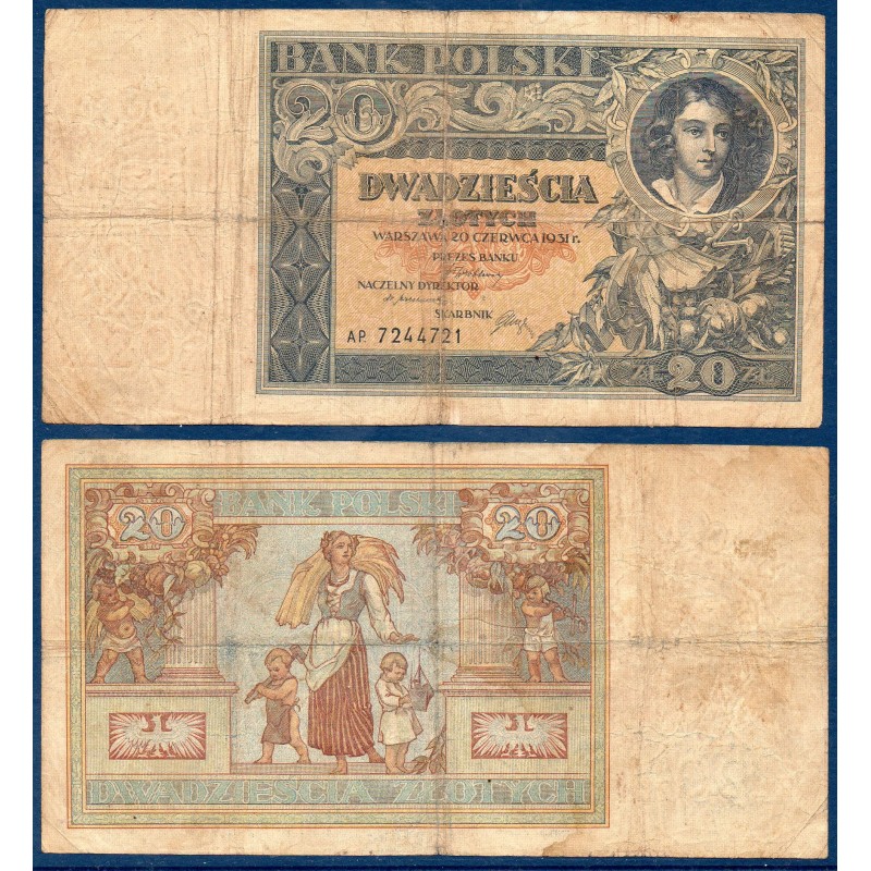 Pologne P.73, B, Billet de 20 zlotych 1931 Plater