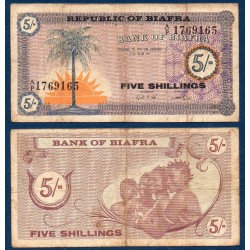 Biafra P.1, TB, Billet de 5 Shillings 1967 soleil femmes