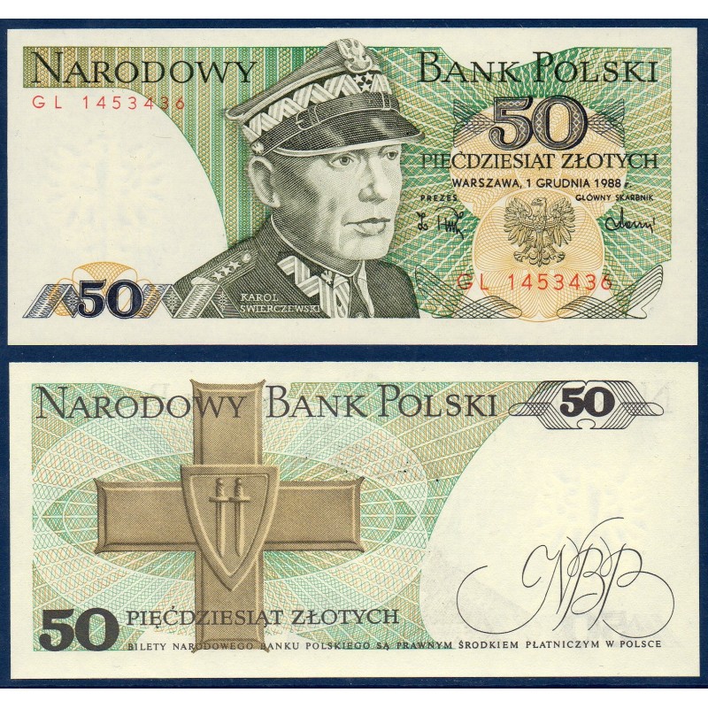 Pologne P.142c, Neuf, Billet de 50 Zlotych 1986-1988 Swierczewski