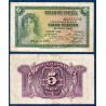 Espagne P.85a, Tb+ Billet de 5 pesetas 1935 femme