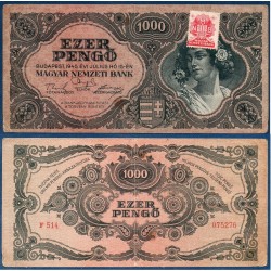 Hongrie P.118b timbre, TB Billet de 1000 Pengo 1945