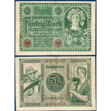 Allemagne P.68, TTB- Billet de 50 Mark 1920 Femme