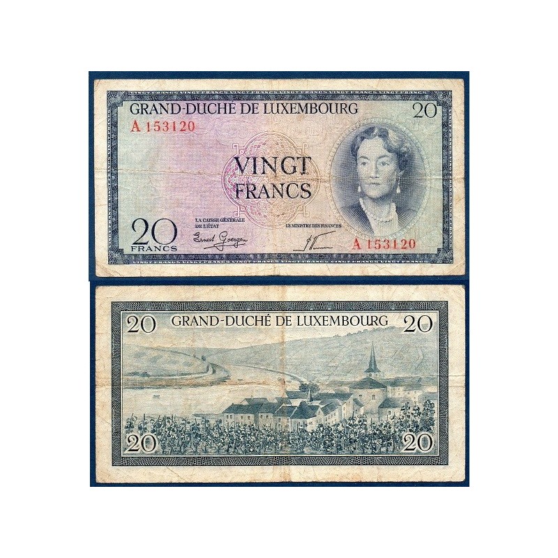 Luxembourg Pick N°49, TB Billet de banque de 20 Francs 1955