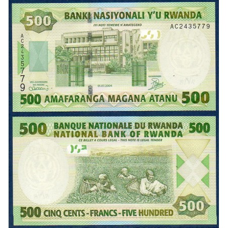 Rwanda P.30, Neuf, Billet de 500 Francs 2004 Récolte Thé