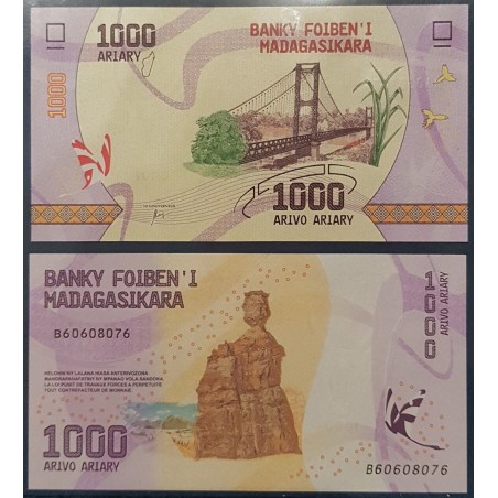 Madagascar P.100, Neuf, Billet de 1000 Ariary 2017 Kamoro