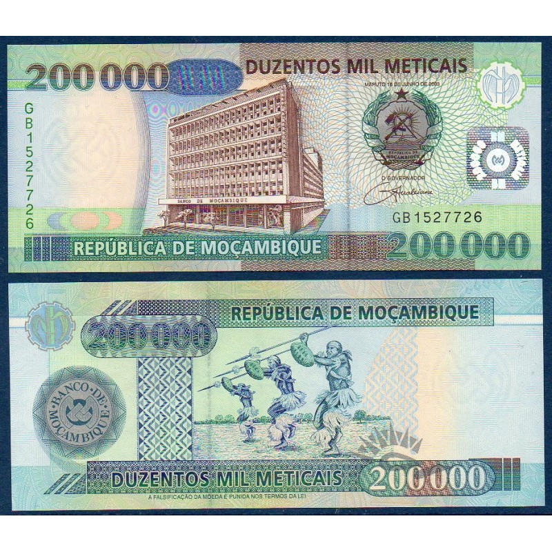 Mozambique Pick N°141, Billet de banque de 200000 meticais 2003