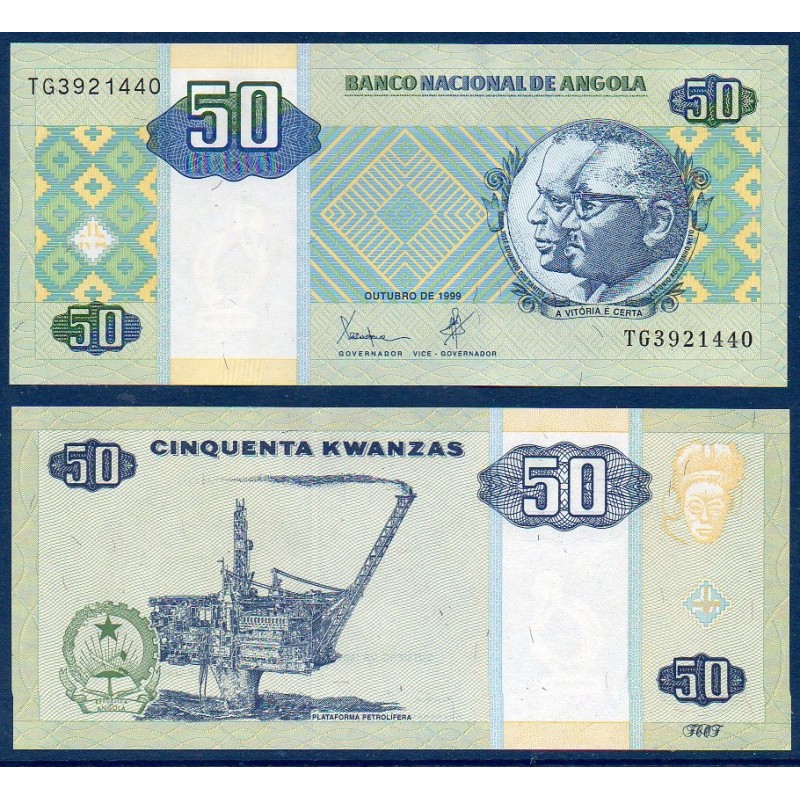 Angola P.146a, Neuf, Billet de 50 Kwanzas 1999 Plate-forme pétrolière