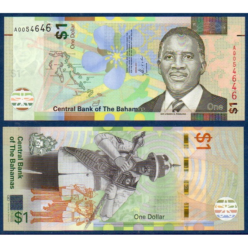 Bahamas P.77, neuf Billet de 1 dollar 2017 Lynden Pindling