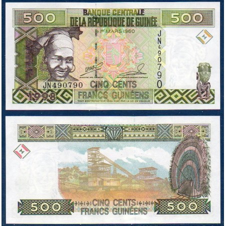 Guinée P.36, Neuf, Billet de 500 Francs 1998 Convoyeur minier