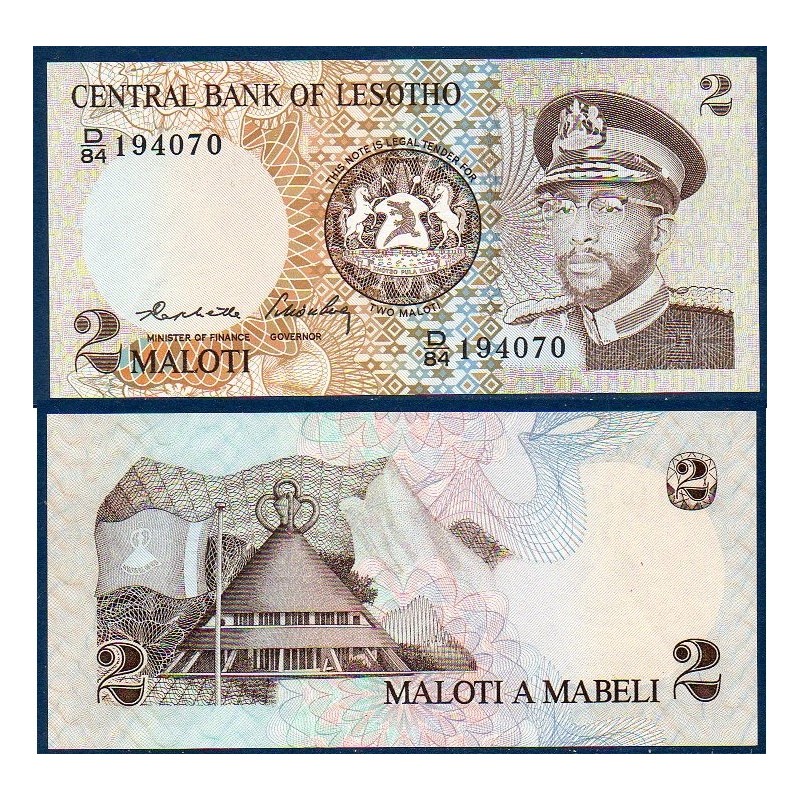 Lesotho P.4b, Neuf, Billet de 2 Maloti 1984 Mokorotlo