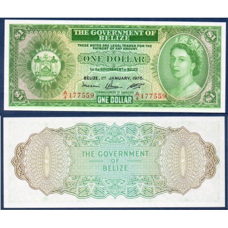 Belize P.33c, neuf Billet de 1 dollar 1976 Elizabeth II