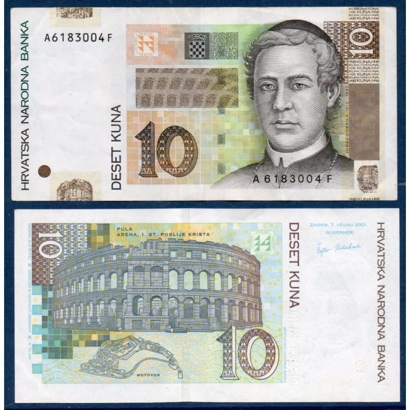 Croatie P.38a, TTB+ Billet de 10 Kuna 2001 Juraj Dobrila