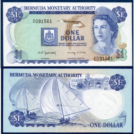 Bermudes P28b, neuf Billet de 1 dollar 1982 Hamilton