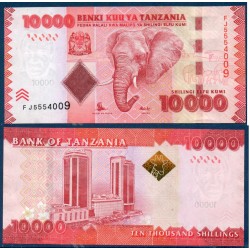 Tanzanie P.44b, neuf Billet de 10000 shillings 2015 Éléphants