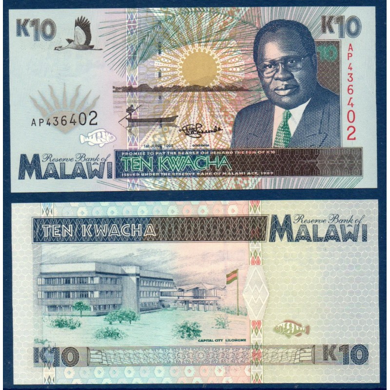 Malawi Pick N°31, Billet de banque de 10 kwatcha 1995