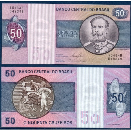 Bresil P.194c, Neuf Billet de 50 Cruzeiros 1980 Manuel Fonseca