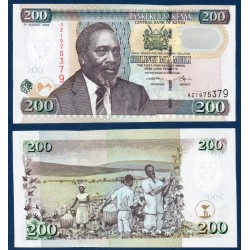 Kenya P.43b, Neuf, Billet de 200 Shillings 2.8.2004 Coton