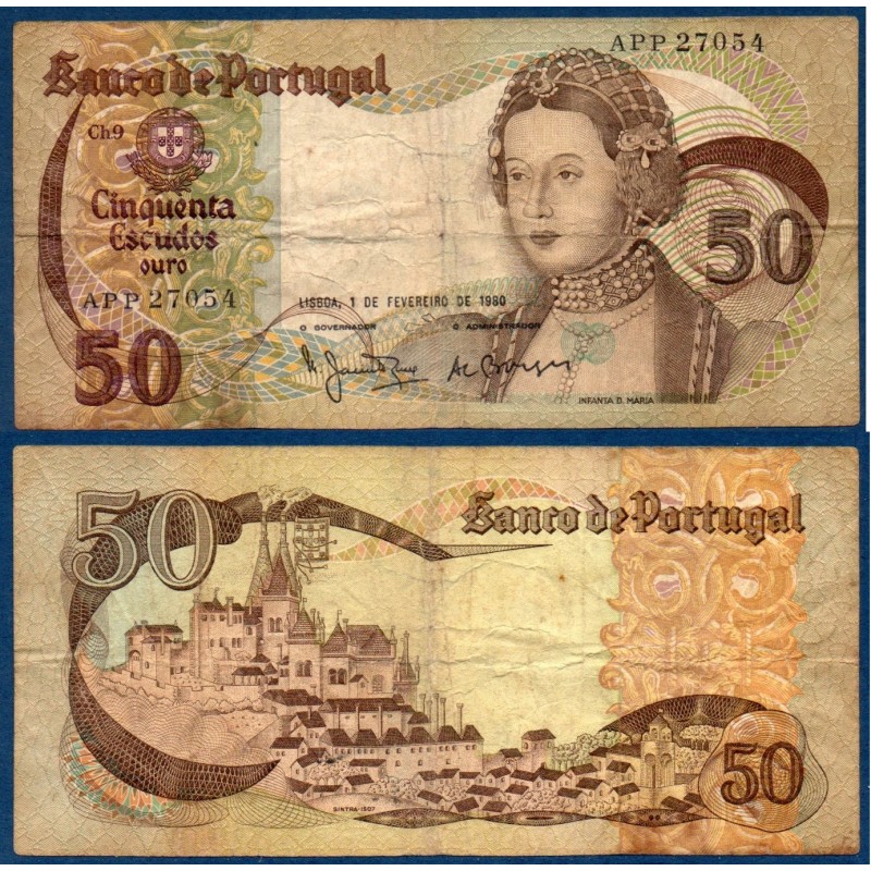 Portugal P.174b, TB, Billet de 50 Escudos 1980 Infante Maria