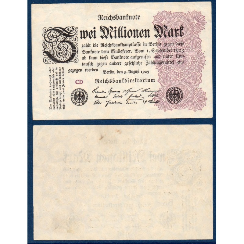 Allemagne P.104b, TTB Billet de 2 millions de Mark 1923 cercles