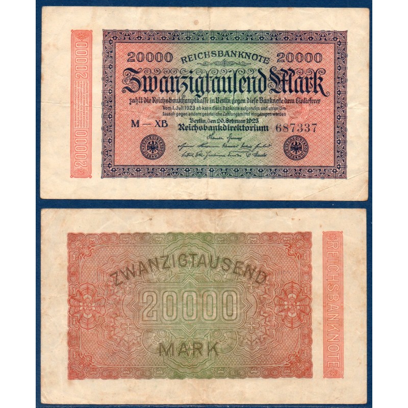 Allemagne P.85a, TTB Billet de 20000 Mark 1923 cercles