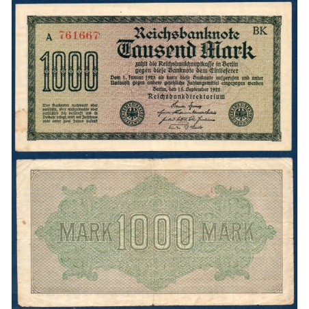 Allemagne P.76c, TB Billet de 1000 Mark 1922 motif grec