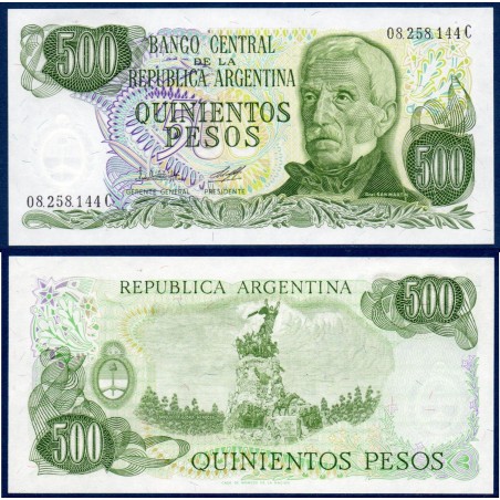 Argentine P.303b, neuf Billet de 500 Pesos 1974-1982 Mendoza