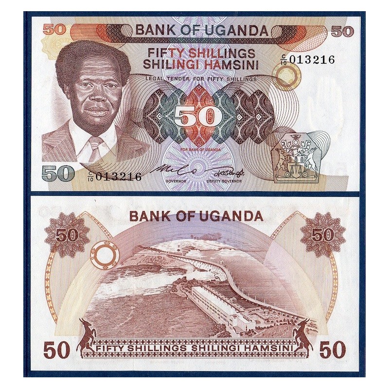 Ouganda P.20, Neuf, Billet de 50 Shillings 1985 Milton Obote