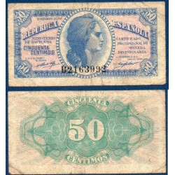 Espagne P.93, TB Billet de 50 centimos 1937 liberté