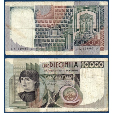 Italie P.106a, TB Billet de 10000 Lire 1976-1978 Castagno