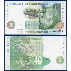 Afrique du sud P.123b, UNC, Billet de 10 rand 1999 Rhinocéros