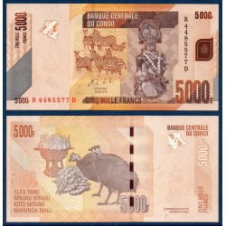 Congo P.102b, Neuf, Billet de 5000 Francs 2013 Zèbres