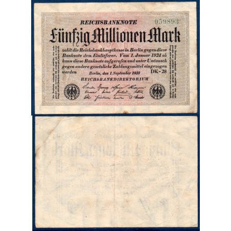 Allemagne P.109b, TTB Billet de 50 millions Mark 1923 étoiles