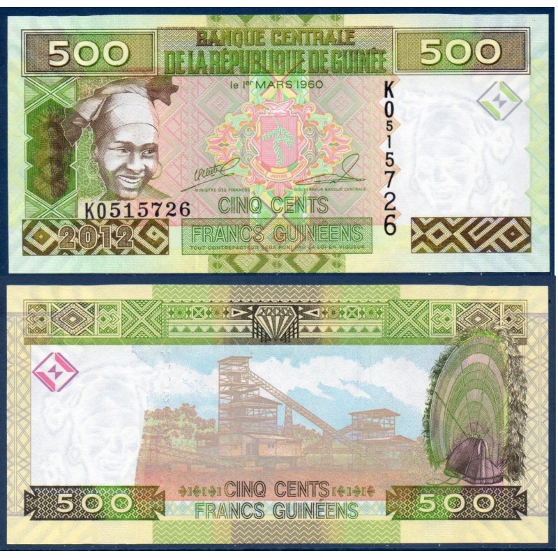 Guinée P.39b, Neuf, Billet de 500 Francs 2012 Guinéenne