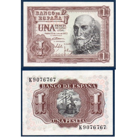 Espagne P.144a, Neuf Billet de 1 peseta 1953 Santa Cruz