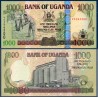 Ouganda Pick N°43a, Billet de banque de 1000 Shillings 2005