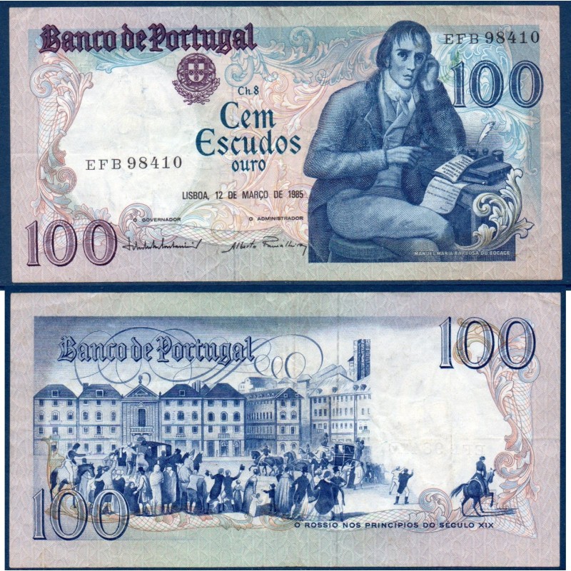 Portugal P.178d, TTB, Billet de 100 Escudos 1985 Barbosa du Bocage