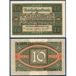 Allemagne Pick N°67a, Spl Billet de banque de 10 Mark 1920
