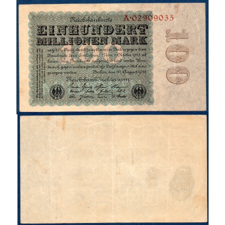 Allemagne P.107a, TTB Billet de 100 millions Mark 1923 chène