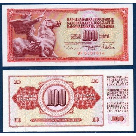 Yougoslavie P.90a, neuf Billet de 100 Dinara 1978 paix d'Augistincic