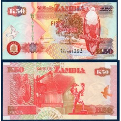 Zambie P.37g, Neuf, Billet de 50 Kwacha 2008 Zèbre