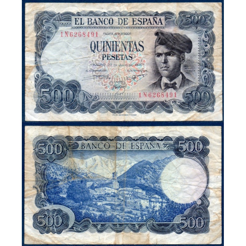 Espagne P.153a, TB Billet de 500 pesetas 1971 Jacinto Verdaguer