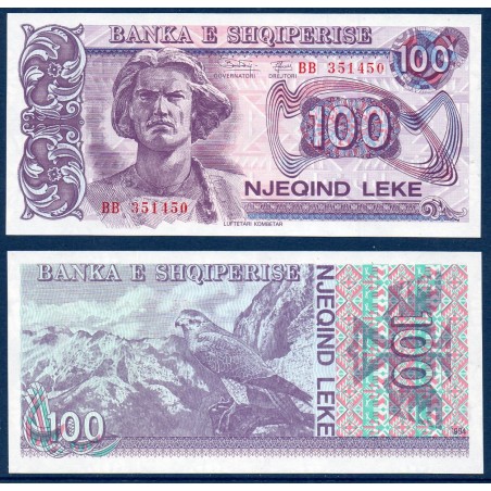 Albanie P.55b, Neuf Billet de 100 Leke 1994 Guerrier