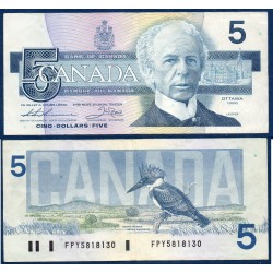 Canada Pick N°95b, Billet de banque de 5 dollar 1986