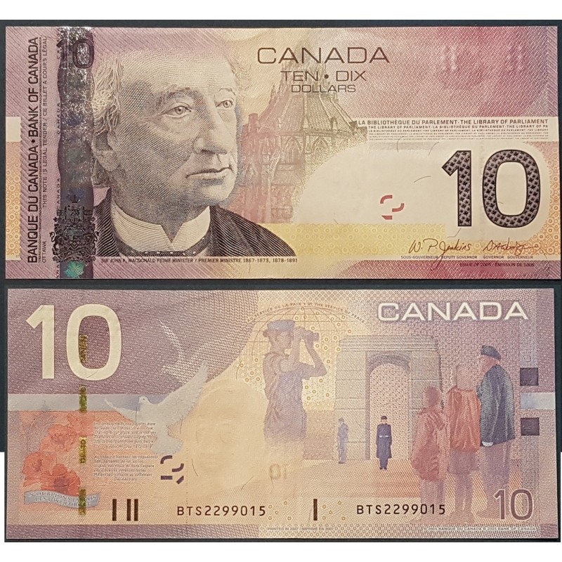 Canada P.102Ab,TTB Billet de 10 dollar 2005 Peacekeeper